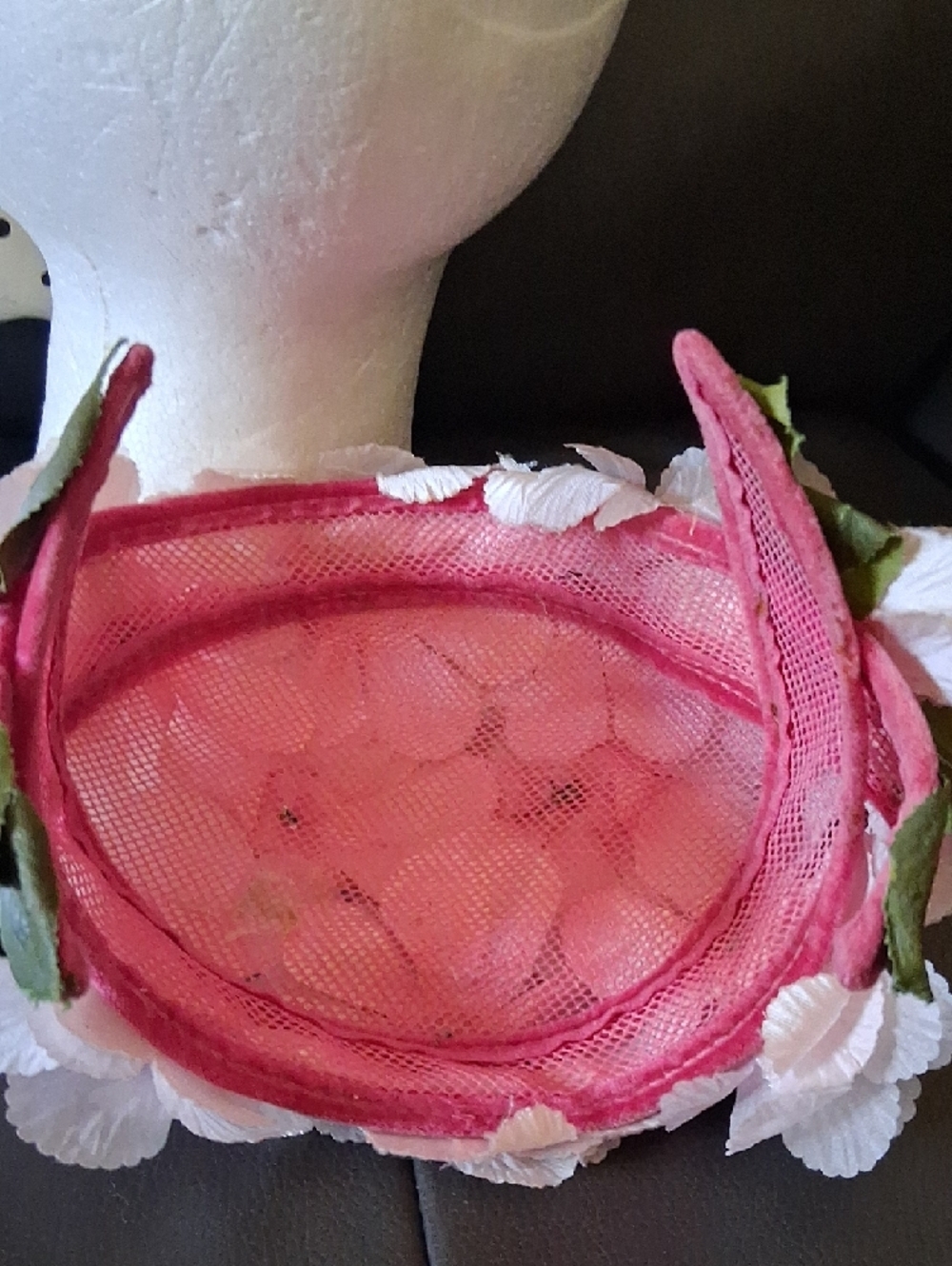 Vintage Pink Floral Hat 1960's - Picture 6 of 7
